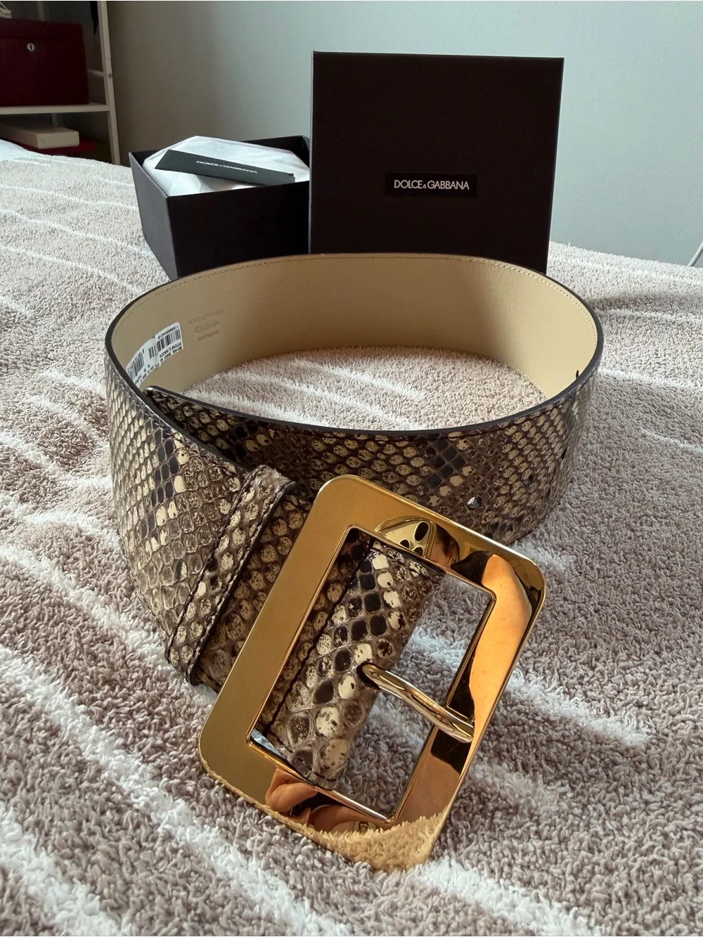Dolce & Gabbana Exclusive Exotic Wide Waist Python Leather Belt 65cm